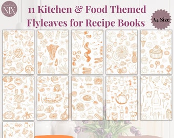 Orange - 11 Kitchen and Food Themed Flyleaves for Recipe Books, PDF, A4, Binder Insert