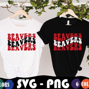 Beavers Wavy Svg, Retro Wavy, Sport Mascot SVG Cuttable, Commercial Use Digital Download, Beavers Sublimation PNG File,