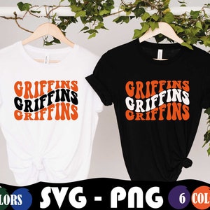 Griffins Wavy Svg, Retro Wavy, Sport Mascot SVG Cuttable, Commercial Use Digital Download, Griffins Sublimation PNG File
