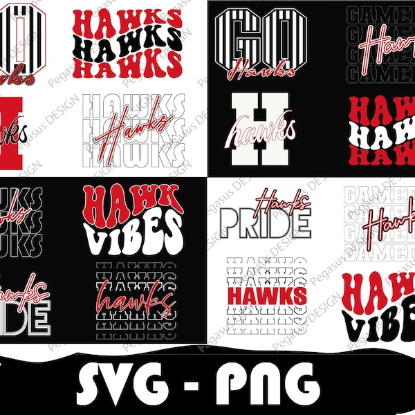 Hawks Svg Cut File,  Hawks Sport Bundle, Class Of 2024, Hawks Png, College Sport Team, Mascot Svg