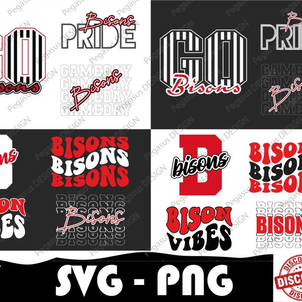 Pacchetto SVG della mascotte dei Bisons, squadra sportiva universitaria (download digitale)