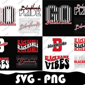Pacote de esportes Blackhawks, Blackhawks Svg, Black Hawks Png, Blackhawks Futebol