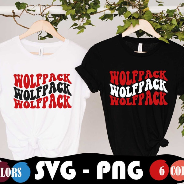 Wolfpack Wavy Svg, Wolfpack Football Png, Wolfpack School Team, College Football, Wavy Shirt, Mirror Shirt, Mascot Png