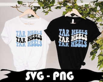 Tar Heels Wavy Text SVG PNG, School Team Files (Digital Download)