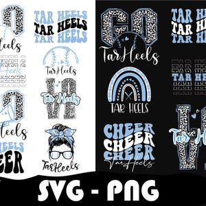Tar Heels Baseball Svg, équipe de softball Tar Heels, lot Tar Heels, baseball universitaire, mascotte Svg, pom-pom girl png, repassage