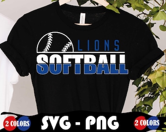 Lions Softball SVG PNG, Mascot, Cheerleader (Digital Download)