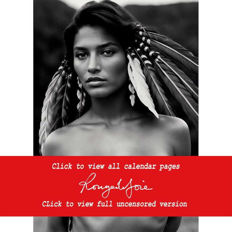 Hot Native American 2024 Wall Calendarnaked Women Pin up Naked Nude