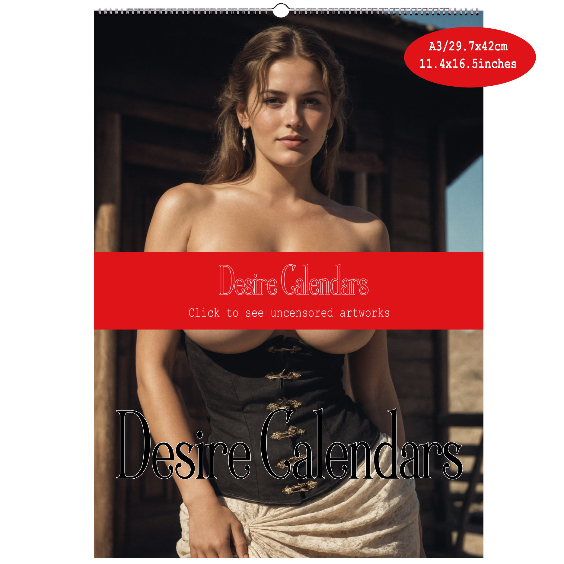Wild West Girls 2025 calendar naked women big breasts by Desire calendars
