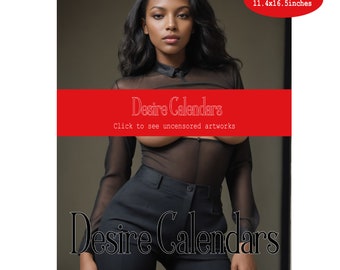 Calendario de bellezas negras 2025, mujeres desnudas, pechos grandes, pin up de Desirecalendars