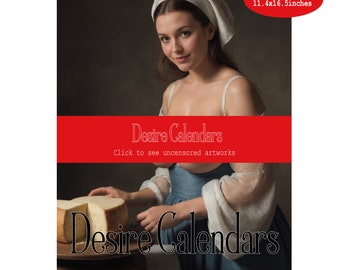 Calendario de Creamer 2025 de mujeres desnudas con pechos grandes y pin up de Desire calendars