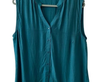 Silk Linen Sleeveless Top | Minimalist Button Front Blouse | Lightweight Summer Shirt for Women and Girls