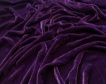 Tessuto di velluto di seta color melanzana tagliato su misura – Velluto di gelso di lusso per abiti, tende e decorazioni