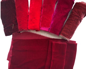 Red Silk Velvet Scraps/Remnants for Craft, Patchwork, Doll Clothes, Silk Velvet by the Yard/Meter