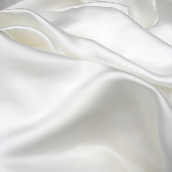 White Satin Mulberry Silk Fabric, Natural Mulberry Silk Fabric by the Yard/Meter, Organic Satin Silk Fabric, 19 momme.