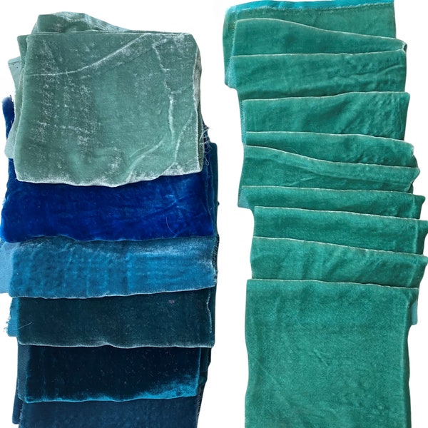 Chute/reste de velours de soie bleu pour travaux manuels et courtepointe, tailles personnalisées en différentes couleurs, velours de soie par mètre/mètre