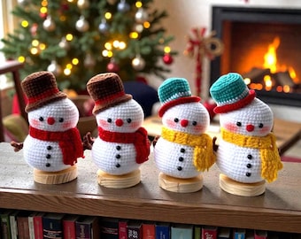 Handmade Crochet Snowman Amigurumi Doll, Christmas Decor, Stuffed Winter Toy, Holiday Gift Idea, Rustic Farmhouse Christmas Decoration