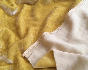 Apricot Yellow Silk Velvet Fabric by Yard – Luxury Mulberry Velvet for Dress, Curtains, Home Decor and Craft.