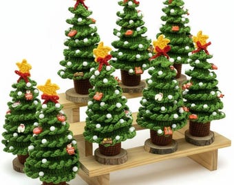 Handmade Crochet Christmas Tree Decoration - Table Xmas Decor - Mini Artificial Christmas Tree - Xmas Gift.