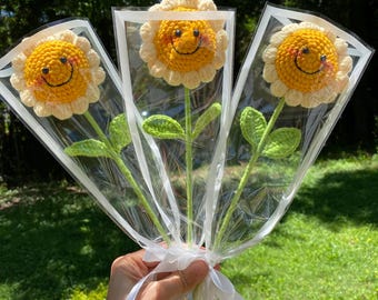 Small Smiley Sunflower Bouquet, Single Handmade Smiling SunFlower Gift, Artificial Sunflower Bouquet, Party/Wedding Favors.
