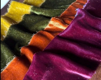 Luxury Silk Velvet Scraps in Various Colors & Sizes, Fabric Remnants for Crafts, Quilting, Jewelry, and Textile Art