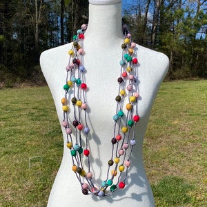 Elegant Silk Beaded Necklace, Handmade Mixed Color Necklace