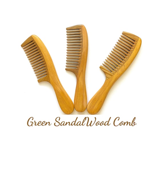 Green Sandalwood Wide Tooth Aroma Handmade Hair Comb - PureGLO Naturals - View #7
