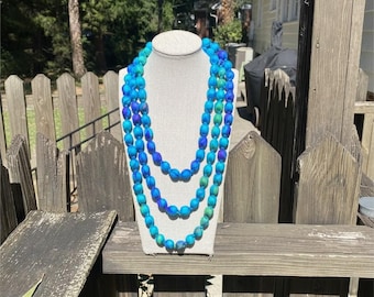 Long Silk Beaded Necklace, Multi-colored Necklace for Women