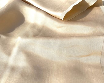 Tissu de soie de mûrier satiné beige, tissu de soie de mûrier naturel nu par cour/mètre, tissu de soie satiné, 19 momme