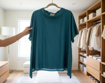 Loose Silk Linen Blouse for Women, Loose Lightweight Silk Linen Shirt for Summer, Drop Shoulder Top for Female.