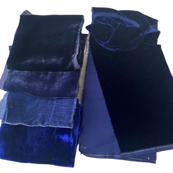 Navy Silk Velvet Fabric/Remnant/Scrap for Crafting and Quilting in Various Sizes and Colors, Silk Velvet by the Yard/Meter
