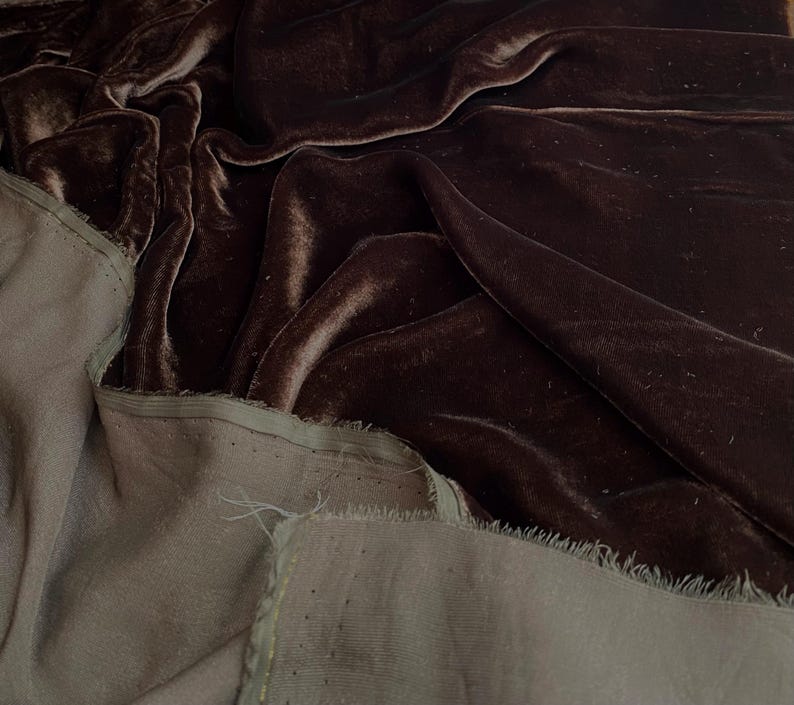 Chocolate Brown Mulberry Silk Velvet Fabric by the Yard/meter for