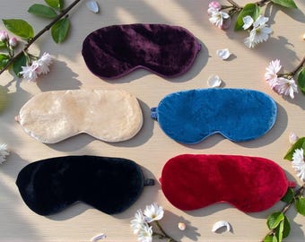 Reversible Silk Velvet Sleep Mask – Mulberry Silk Eye Mask, Luxury Light Blocking Night Mask, Soft Travel Eye Cover 9x4.5"