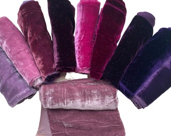 Purple Silk Velvet Fabric/Scrap/Remnant for Craft in Different Sizes, Silk Velvet Ribbon, Silk Velvet by the Yard/Meter