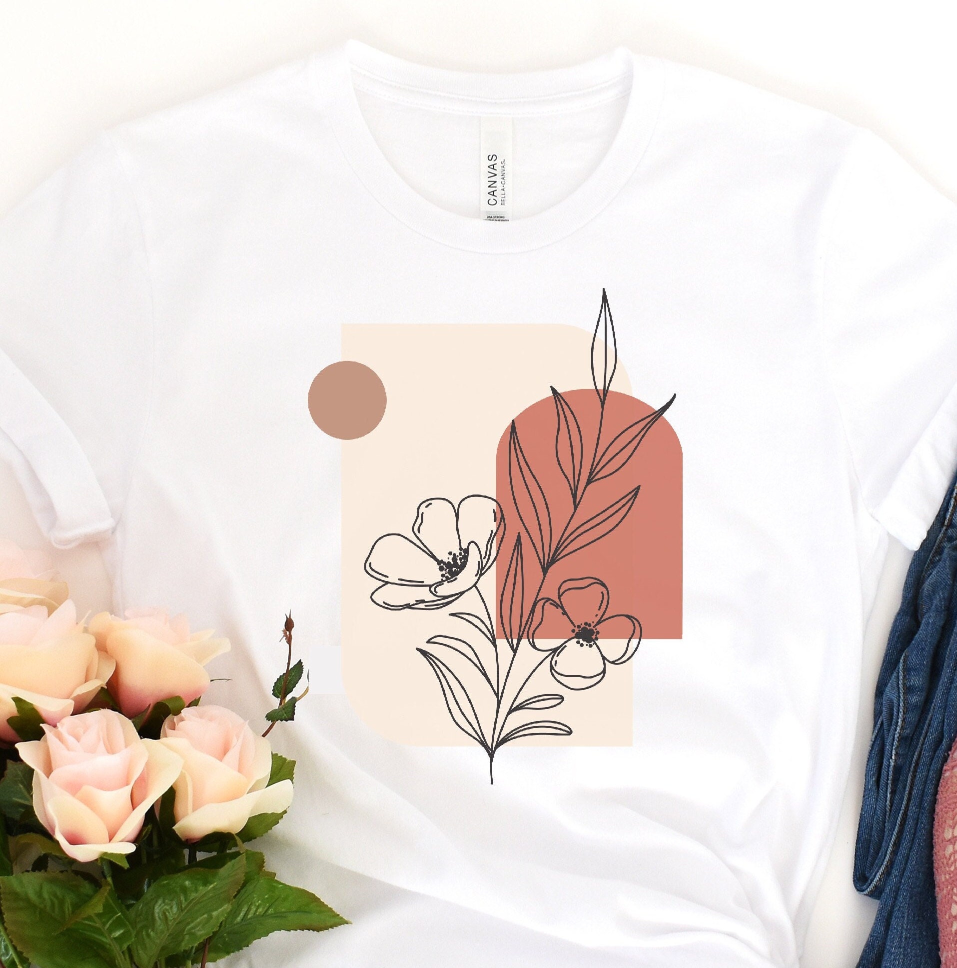 gypsiegen Wild Flower Shirt, Boho Shape Shirt, Modern Shape Shirt, Rust Shape Shirt, Wildflowers Shirt, Bouquet Shirt, Wildflower Bouquet, Rust Shirt