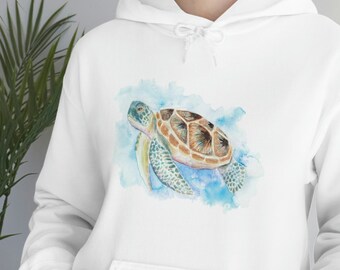 Sea Turtle Hooded Sweatshirt, Turtle Sweater, Sea Turtle Shirt, Turtle Hoodie, Beach Sweatshirt, Sea Turtle Gift, Marine Biology Gift