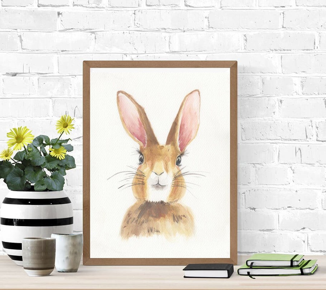Bunny Nursery Printable, Bunny Watercolor Wall Art, Cute Bunny Wall Art