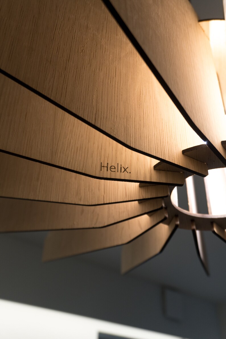 HELIX The Alternative Houten hanglamp Plafondlamp Moderne look Eik Gezellig licht Houten Kroonluchter afbeelding 6