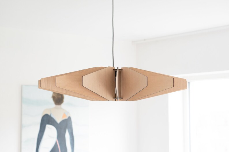 HELIX The Alternative Houten hanglamp Plafondlamp Moderne look Eik Gezellig licht Houten Kroonluchter afbeelding 5