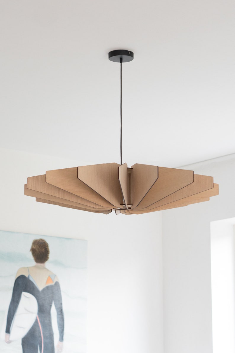 HELIX The Alternative Houten hanglamp Plafondlamp Moderne look Eik Gezellig licht Houten Kroonluchter afbeelding 1