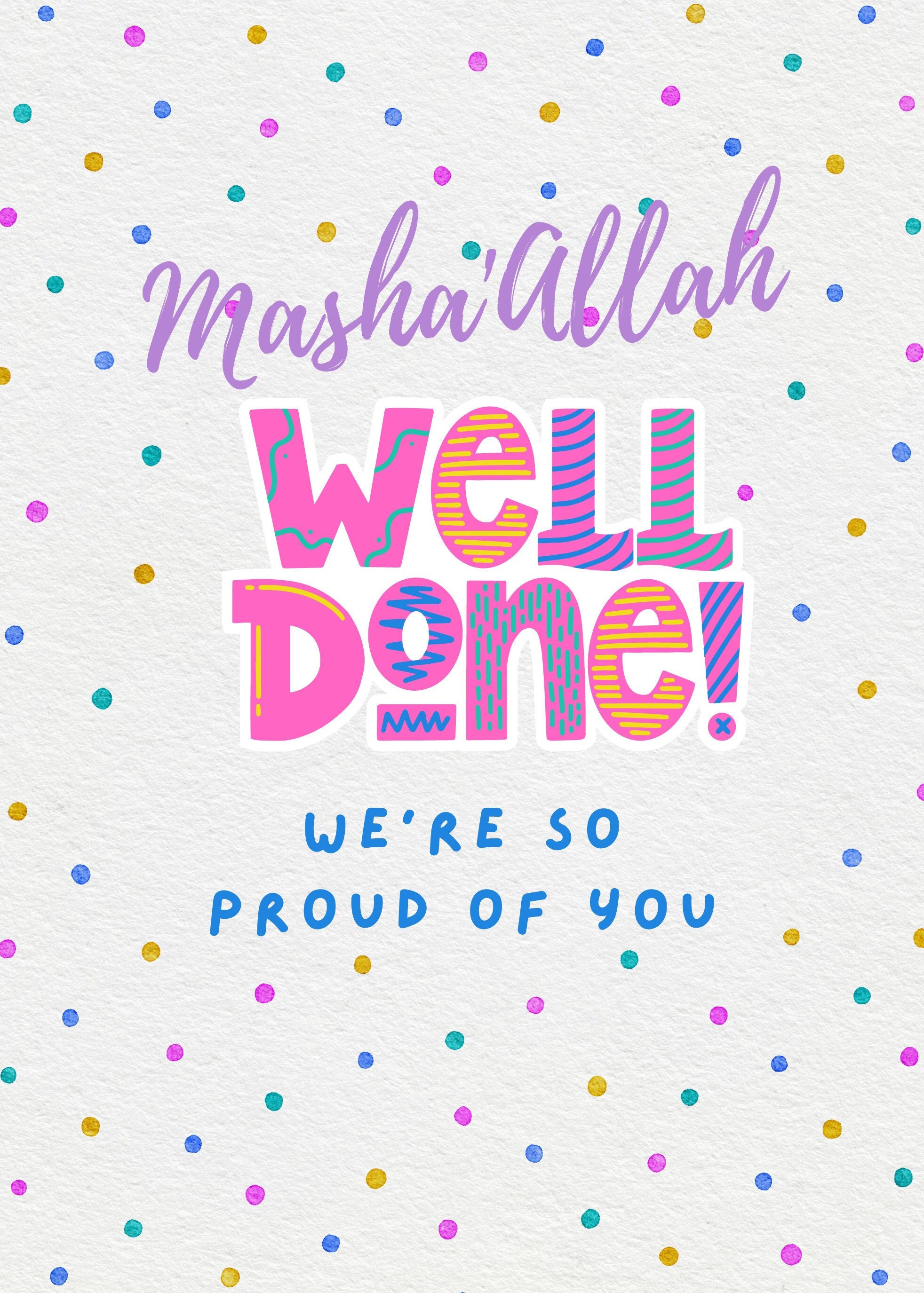 Masha'allah Well Done We're so Proud of You Card - Etsy