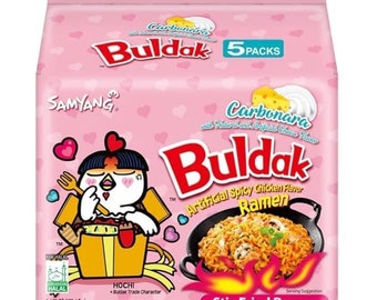 Ramen SAMYANG Carbonara Buldak Fire saveur poulet - Crémeux coréen épicé - 22,9 oz (paquet de 5)