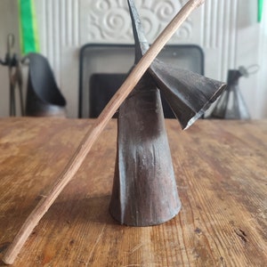 West African Double Bell, Agogo Bells, Cowbell, Gankogui Double Bell with Stick from Ghana, Hand percussion, Medium Size