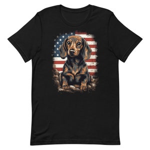 Patriotic Pup: Dachshund in the Land of the Free T-Shirt - 4th of July