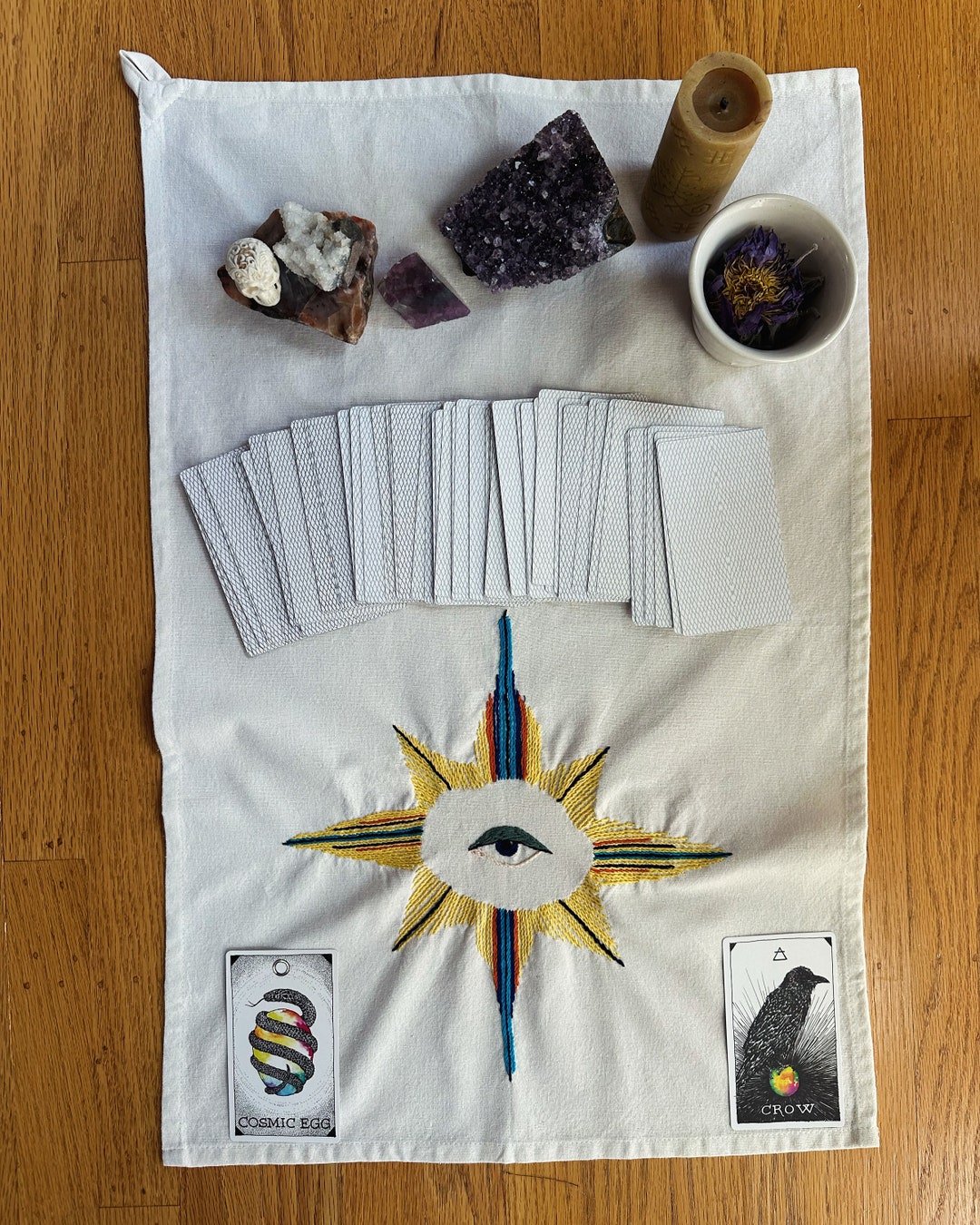 Hand Embroidered All Seeing Eye Altar/ritual Cloth, Tarot Mat, Wiccan ...