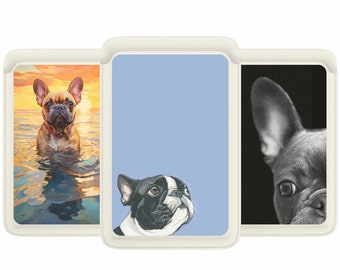 Dierenliefhebber Magsafe portemonnee, magnetische lederen Franse bulldog kaarthouder voor iPhone 15, iPhone 14, iPhone 13 SE Pro Max Plus