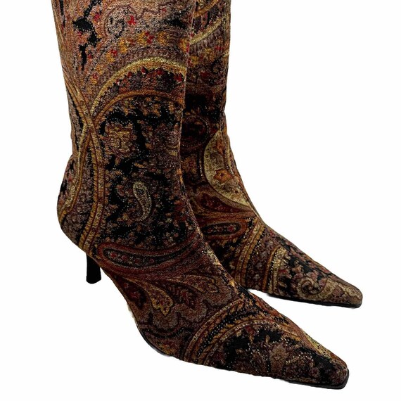 Predictions Paisley Boots Kitten Heel Size 7 W - image 2