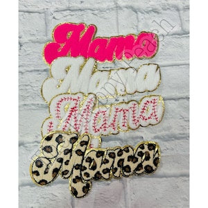 Mama Chenille Patch | Leopard Mama Patch | Baseball Mama Chenille Patch | Iron on Patch