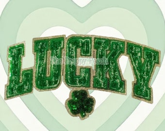 Patch en chenille porte-bonheur universitaire | Patch chenille porte-bonheur | Grand patch chenille | Patch chenille en chenille St.Pattys Day | Écusson thermocollant | Écusson trèfle