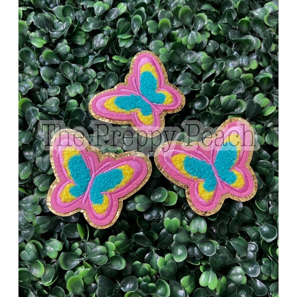 Butterfly Gold Glitter Iron On Chenille Patch |  Butterfly Chenille Patch | Butterfly Chenille Patch | Chenille Patch | Iron on Patch