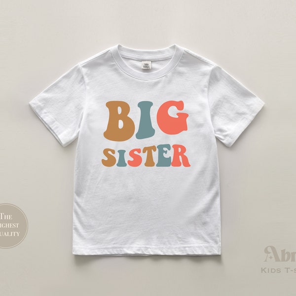 Retro Big SIster Toddler Shirt - Cute Retro Big Sister Kids Shirt - Natural Big Sister Toddler Tee